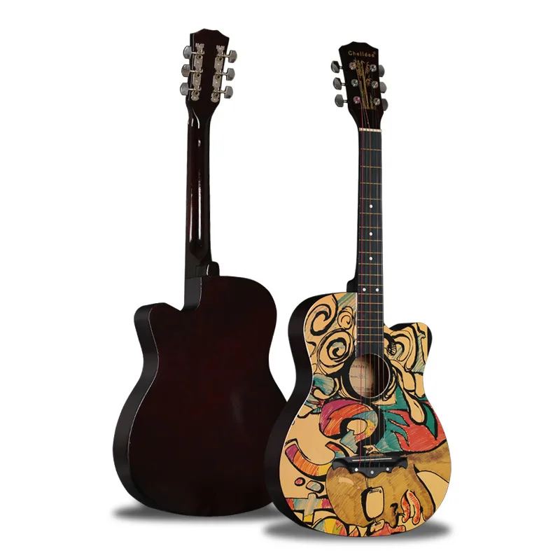 

38-inch guitar ballad personality basswood wooden guitar, Printed