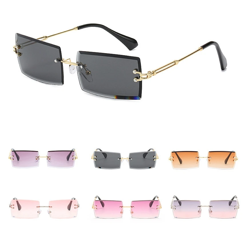 

rimless square sunglasses Fashion Small Rectangle Sunglass Women Ultralight Candy Color Rimless Ocean Sun Glasses