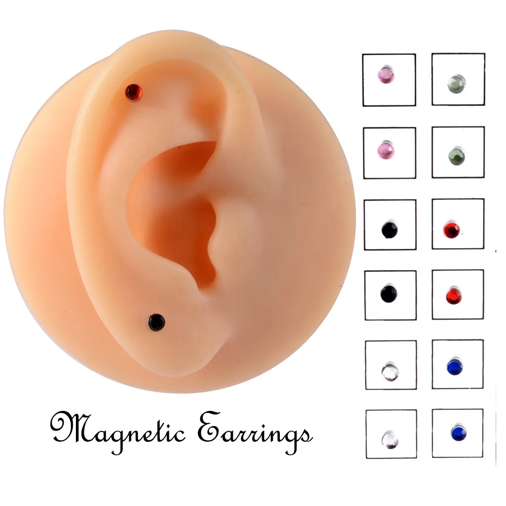 

12pcs/Set Magnet Ear Tragus Cartilage Lip Labret Stud Nose Ring Fake Cheater Non Pierced Jewelry Magnetic Earring Piercings
