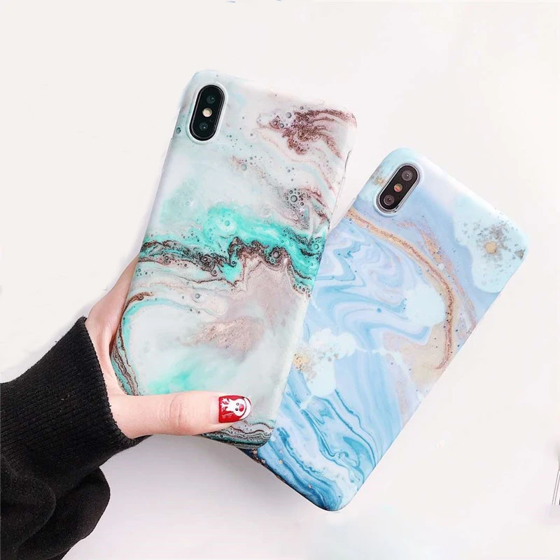 

Fashion Plating Geometric Marble Phone Case For Samsung Galaxy S21 S20 FE A50 A51 S10 S8 S9 Plus Note 20 10 Soft IMD Back Cover, Black,white,brown,red,green