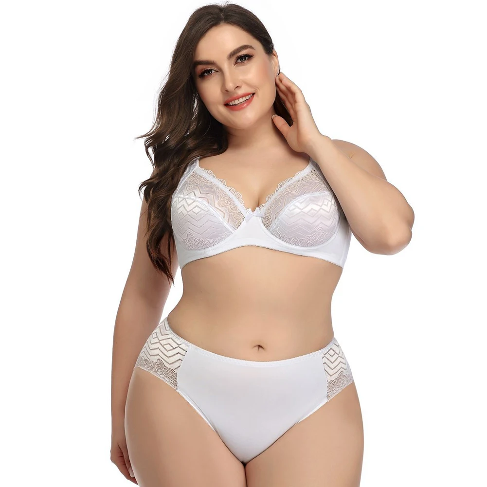 

Hot Sale Push Up Lace Bra and Panties Seamless Lingerie Underwear Big Size Women Full Cups Bra Set