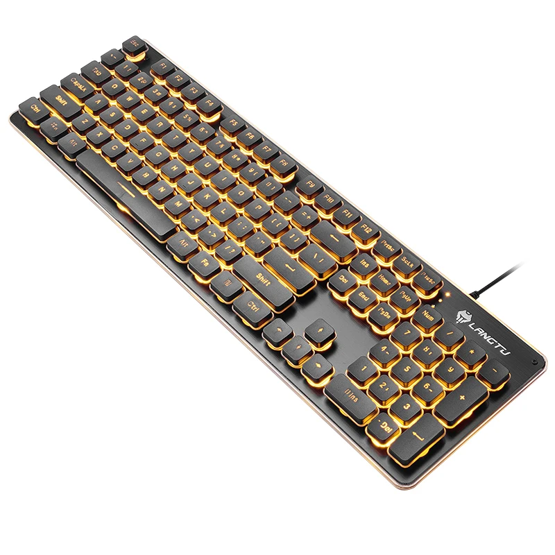 

Langtu L1 Membrane Silent Wired Keyboard with Chocolate Lighted Key for Computer, Windows PC Gamer, Black