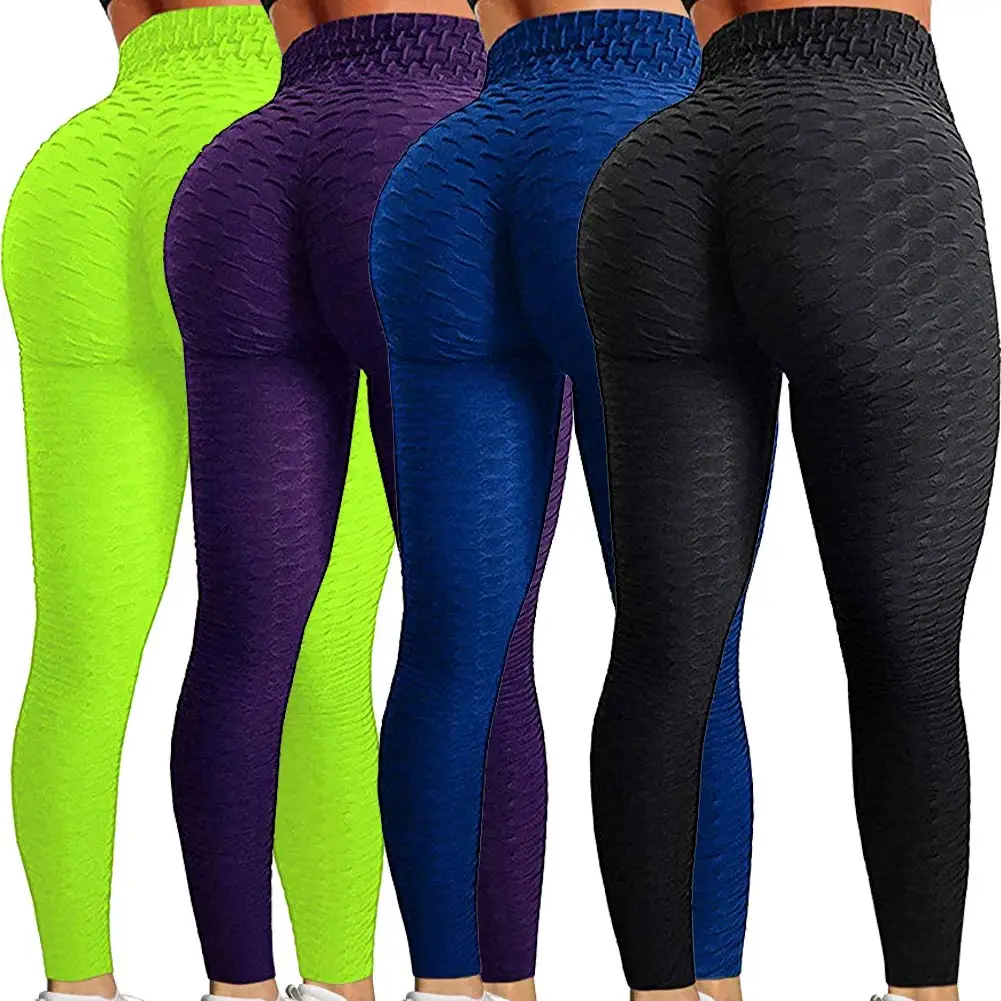 

Custom Women's High Waist Yoga Pants Honeycomb Butt Lifting Slim Leggings Gym Workout Running Bubble Sports Tights Leggings