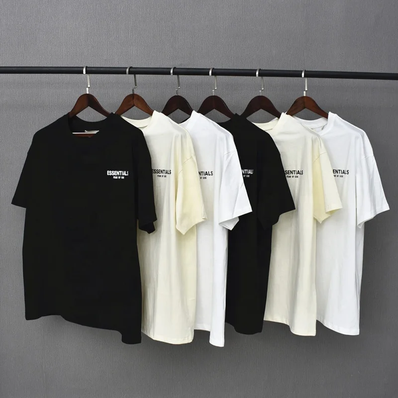

Men Women Summer FOG Loose Short Sleeve Essentials Letter Printing Double Line Customizable Cotton premium tshirt