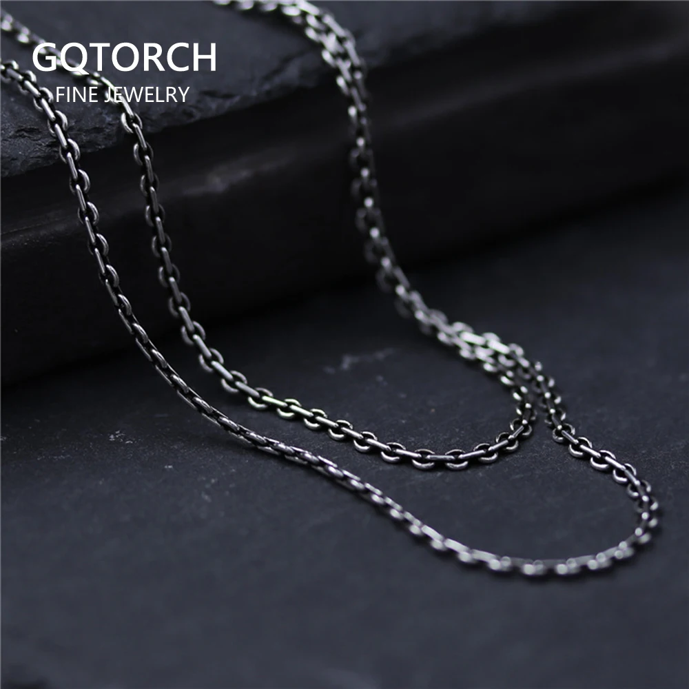 

2mm Retro Vintage Thai Silver Simple Design Men and Women Chain Initial Necklace