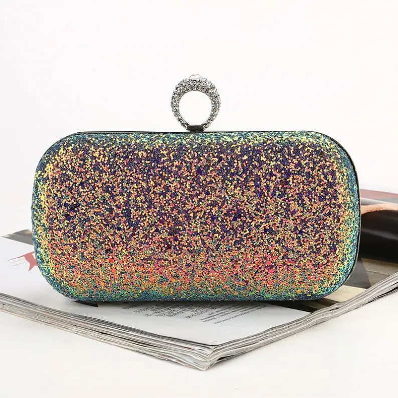 

Luxury Shiny Women Bag Clutch Fashion Multi Color Glitter Ladies Wedding Bags Handbags Bolsas Vintage Evening Bags, Multi color as pictures