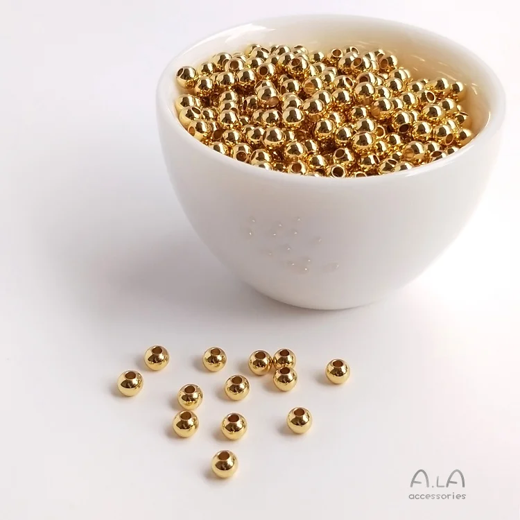 

Wholesale Diy Handmade Silver Beaded Jewelry Materials 14K 18K Gold Plated Loose Beads Accessories