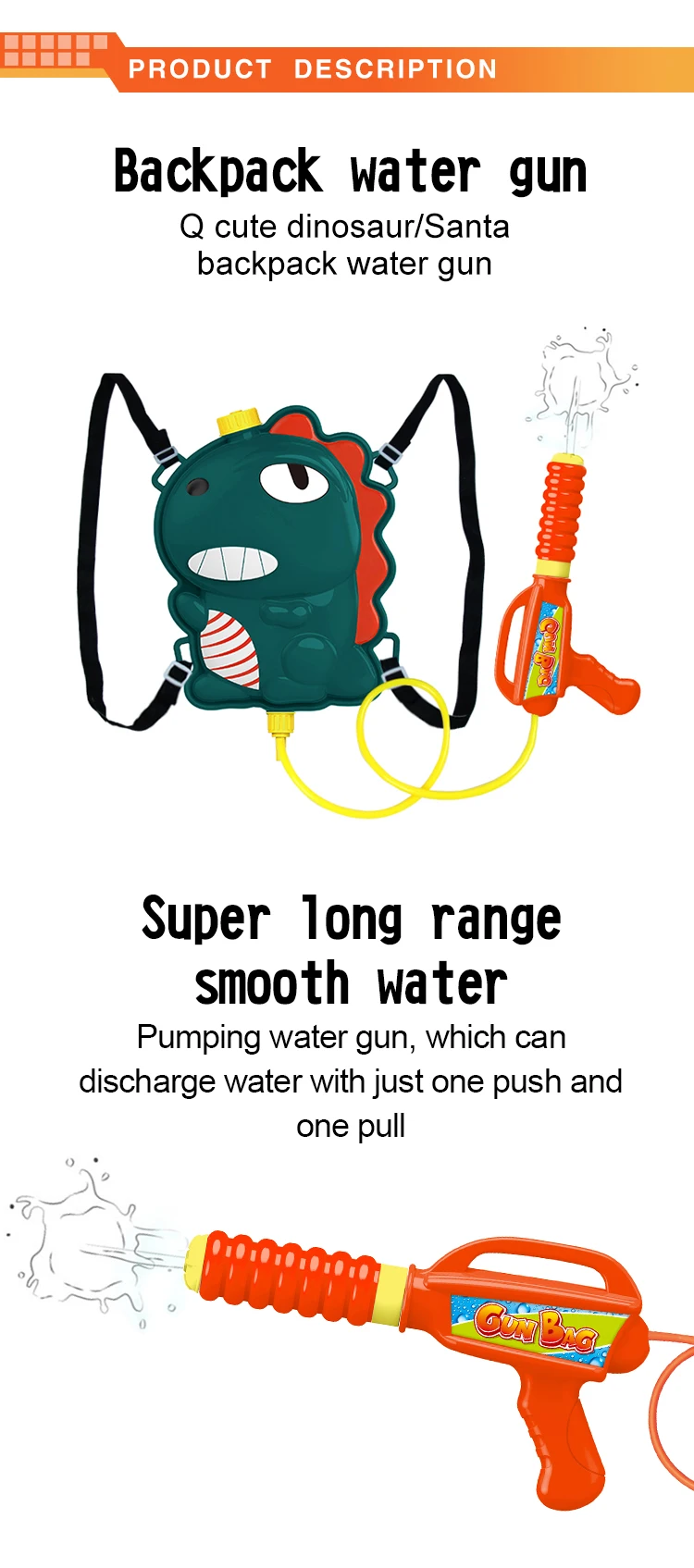 New Products Big Water Capacity Toy Backpack Water Gun Santa Claus High Pressure Water Gun