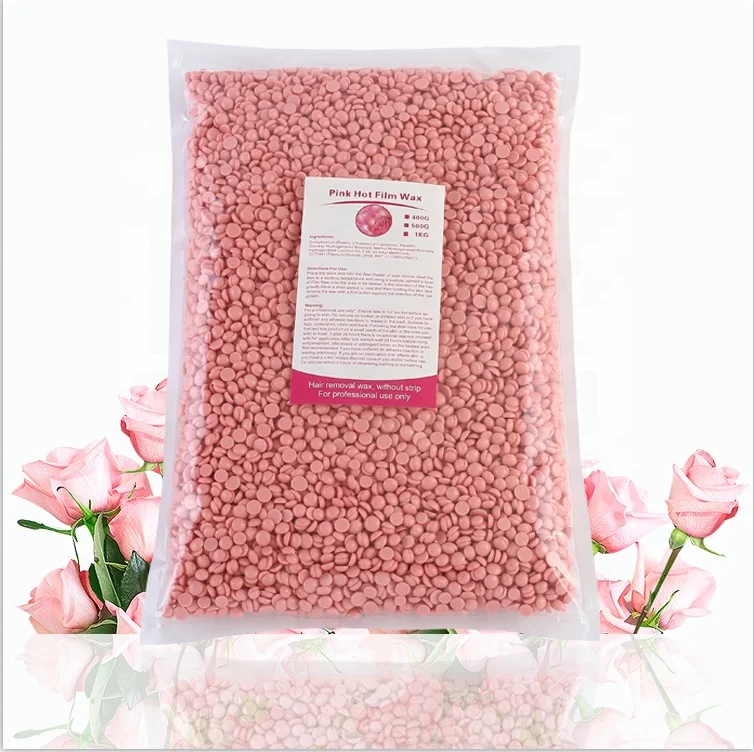 

New Wholesale 1KG Rose Paperless Painless Hot Film Pink Hair Removal hard Wax for Depilation