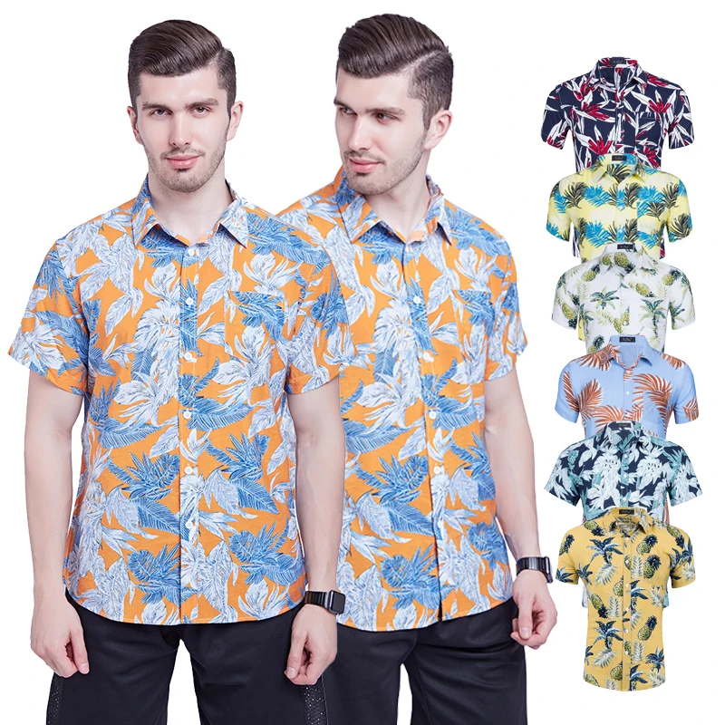 

Printed Design Funny 100%Cotton Men Wear Hawaiian Beach Shirt Short Sleeve, Picture shown