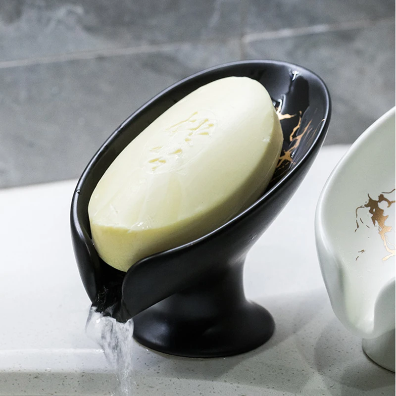 

Eco Friendly Bathtub Ceramic Marble Soap Dish Tray Self Draining Soap Holder For Bathroom, Green, black, white