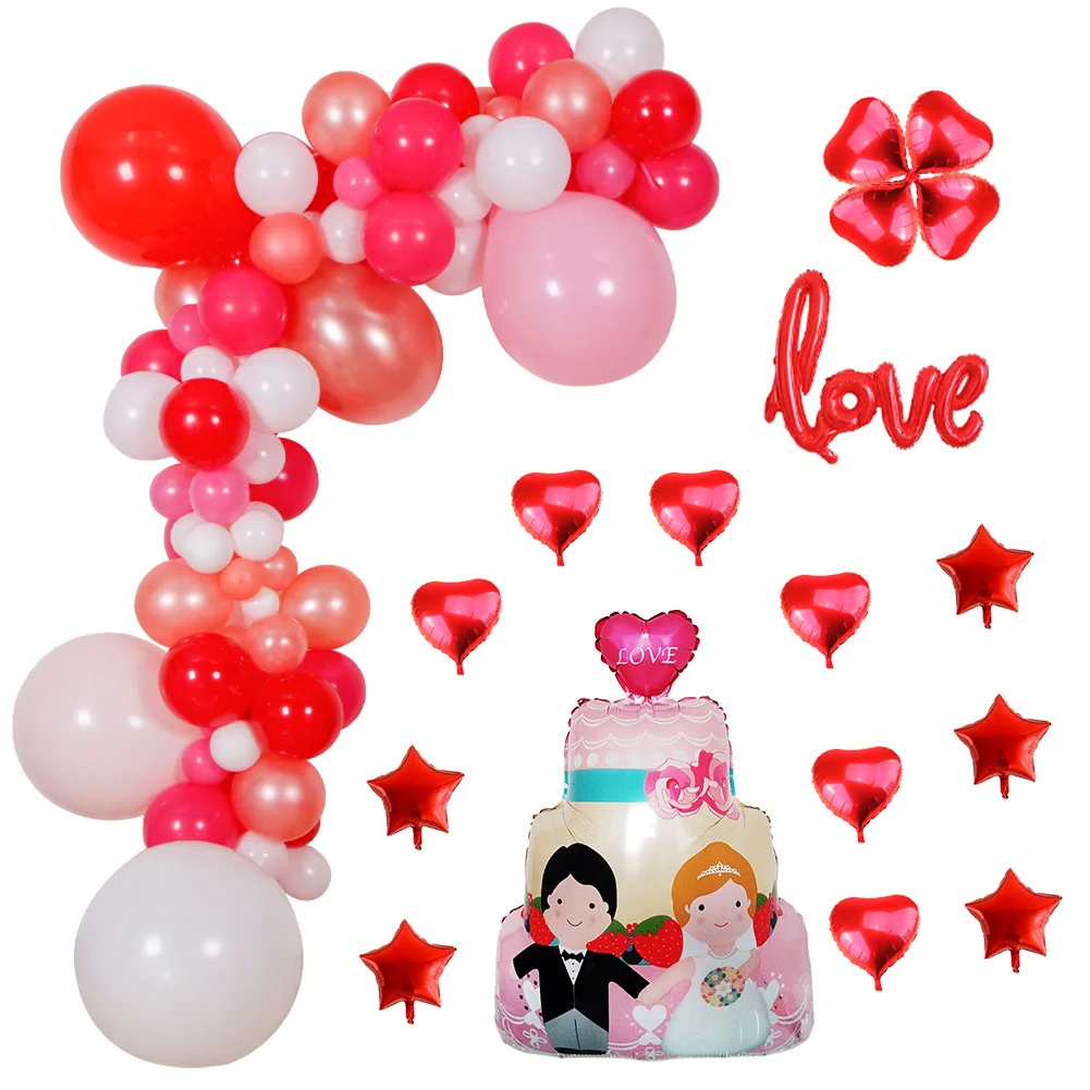 

Valentines day balloons party decorative balloons set Wedding foil qualatex balloons, 4 packages to choose