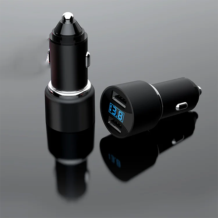 

Fast Dual USB High Current Flash Charging Car Mobile Phone Charger With Led Display