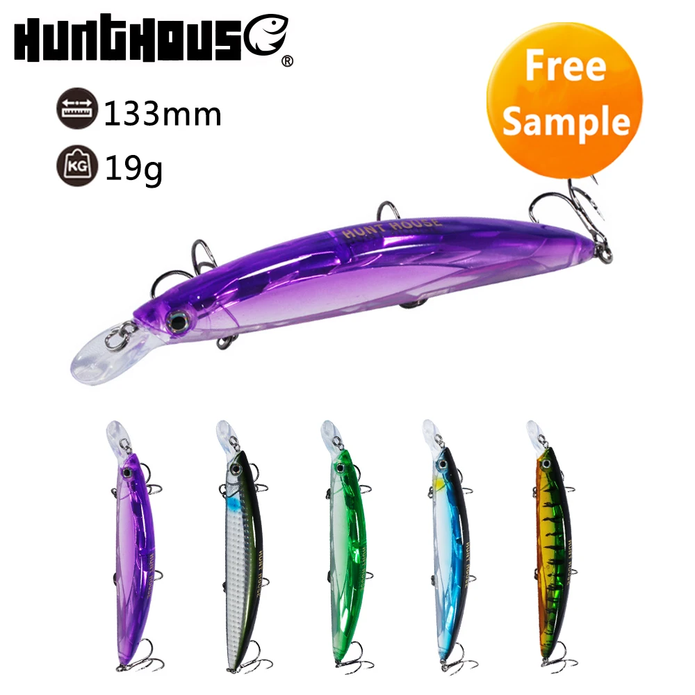 

rainbow 133mm 19g body deep diving soft plastics Floating fishing Minnow lure, 6 colors