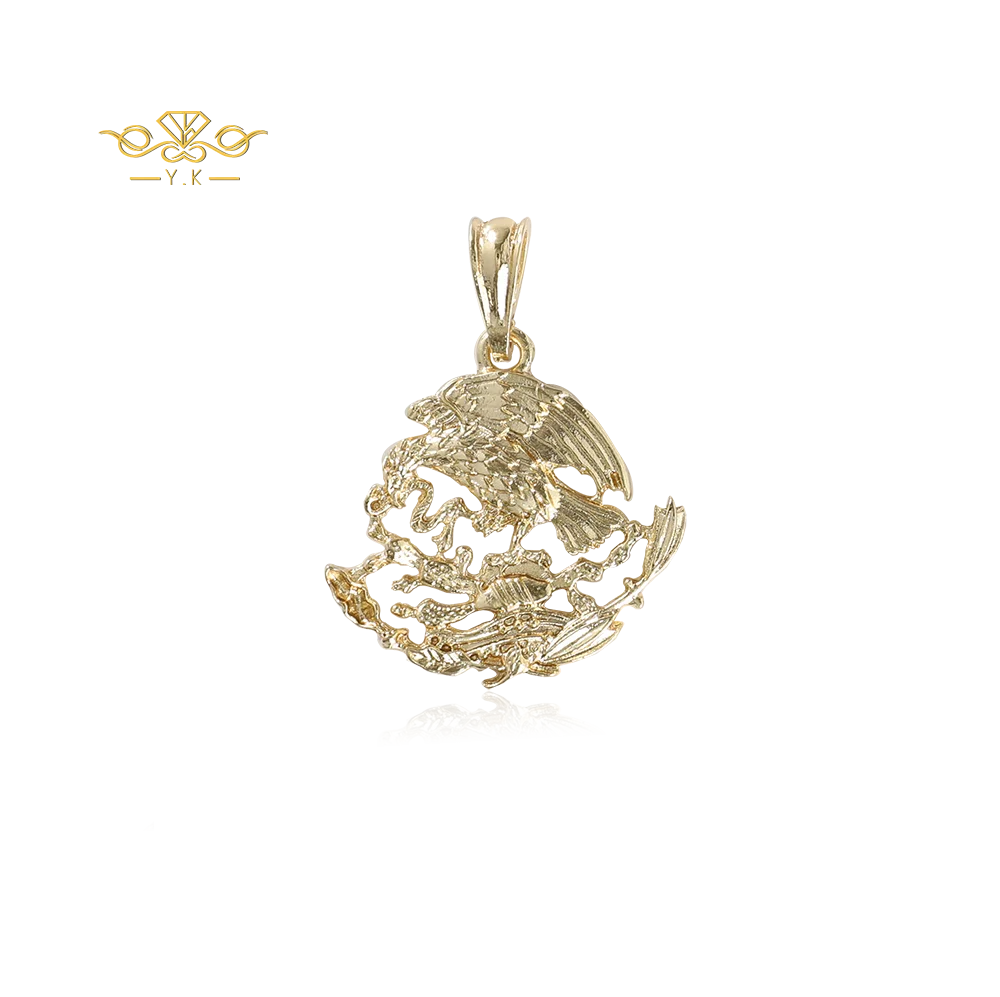 

14k Yellow Gold charm pendant Shield Eagle Charm Pendant, Keep color long time