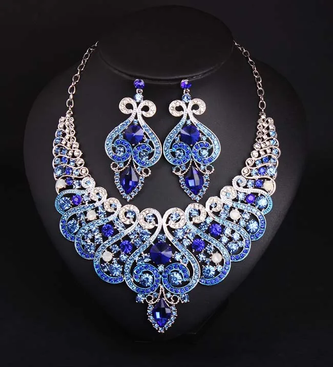

XLNK15207 High Quality Bridal Jewelry set Elegant wedding jewelry set Women's rhinestones luxury jewelry set
