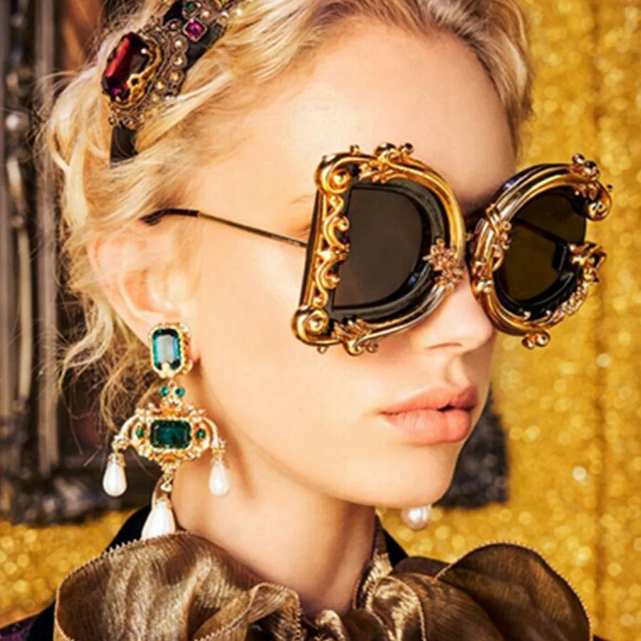 2020 New Arrivals Fashion Luxury Baroque Style Ladies Sunglasses UV400 Oversized Women Sunglasses