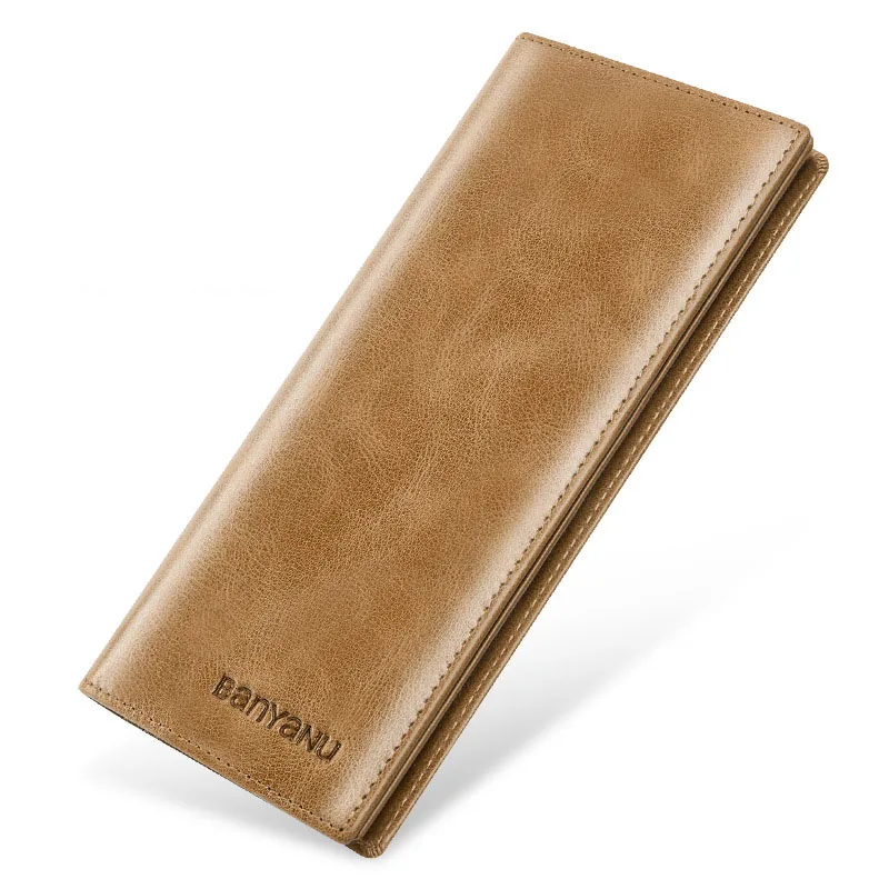 

Rfid Men Vintage Wallets Genuine Leather Business Long Wallet Zipper Card Holder Casual Coin Purse, Black