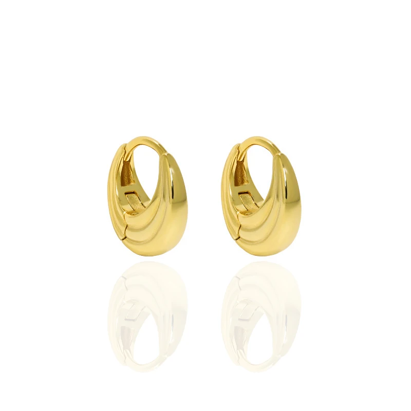WMEA694 S925 Sterling Silver Chunky Hoop Earrings High Polished Fine Hoop Earings
