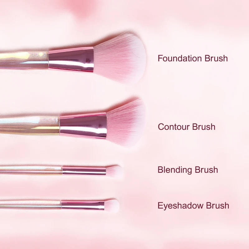 

Plastic high quality makeup brush set private with great price, Pink