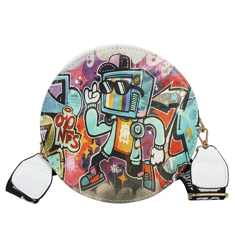 

Wholesale Fashion Pu Leather Graffiti Women Handbag New Designer Rainbow Color Purse Shoulder Bag, 4 colors