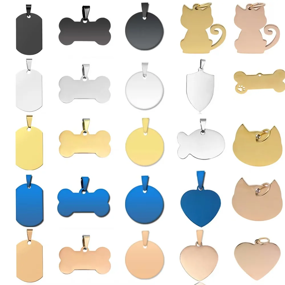

Free Logo ID Tags Personalized Lovely Symbols Stainless Steel Pets Collar Name Accessories Dog Cat Tags Engraved on Both Sides