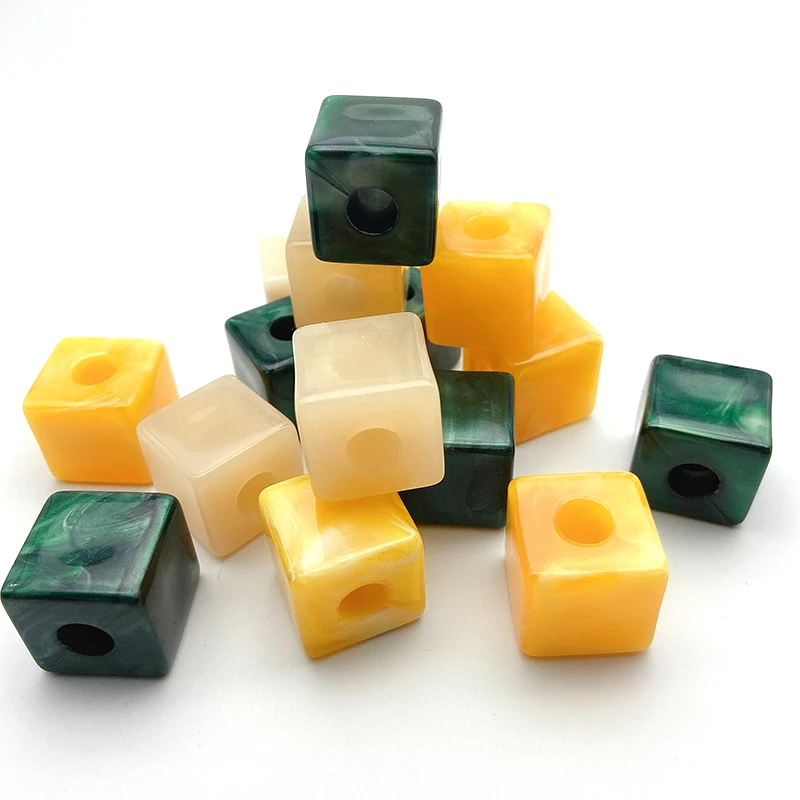 

Factory Wholesale Plastic Square Multicolor Beads Acrylic Big Large Hole Cube Beads For Jewelry Making Diy Shoes Bags Decoration, Mixed color