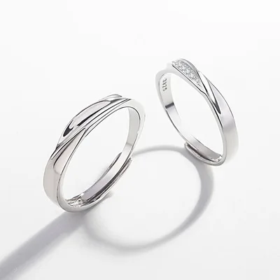 

Original design ring open diamond ring simple couple ring Valentine's Day gift, Picture shows