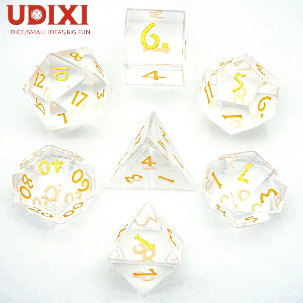 

Udixi Transparent Glass Dungeons and Dragons Gemstone Dice with Dice Box