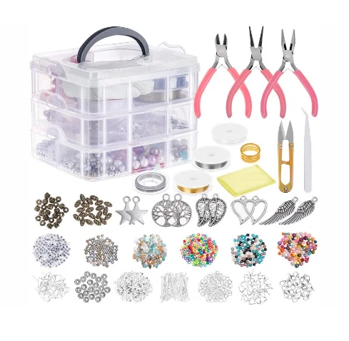 

3 layer 1186PCS Jewelry Making Supplies Jewelry Accessories Bead Wire Tools of Jewelry Finding, As picture