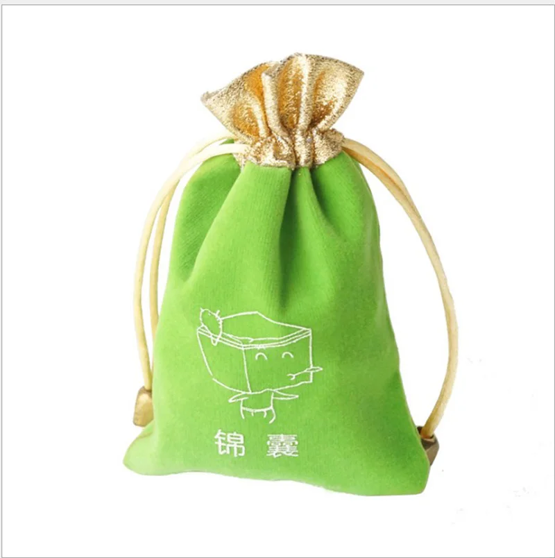 Green Velvet Bags with gold mo