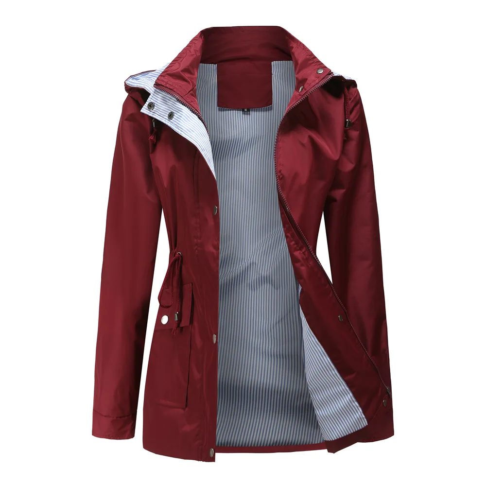 

2021 new design autumn winter detachable hood windbreaker women's plus size ladies jacket, Customized color