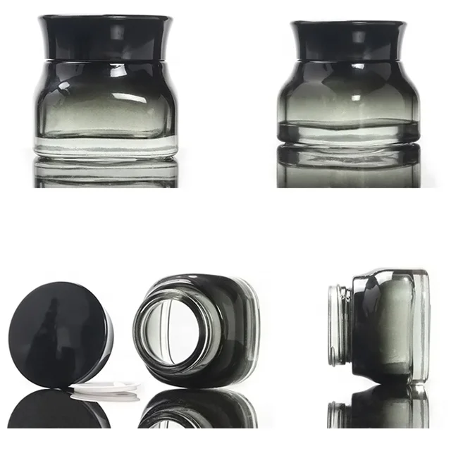 

Fuyun Wholesale Skin Care Packaging 50g Black Cosmetic Container Glass Cream Empty Jars and Bottles