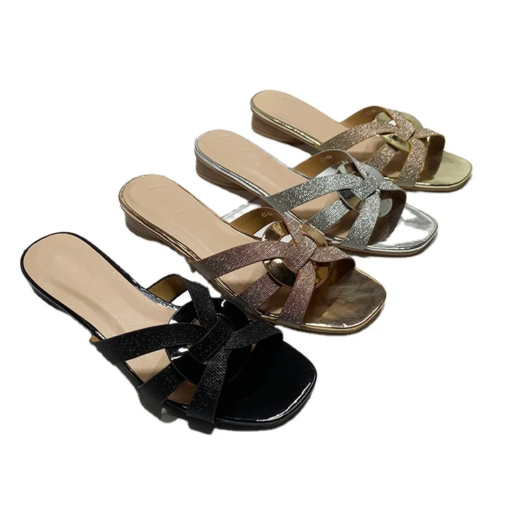 

Women new simple fancy casual slippers ladies colorful beach flat shoes