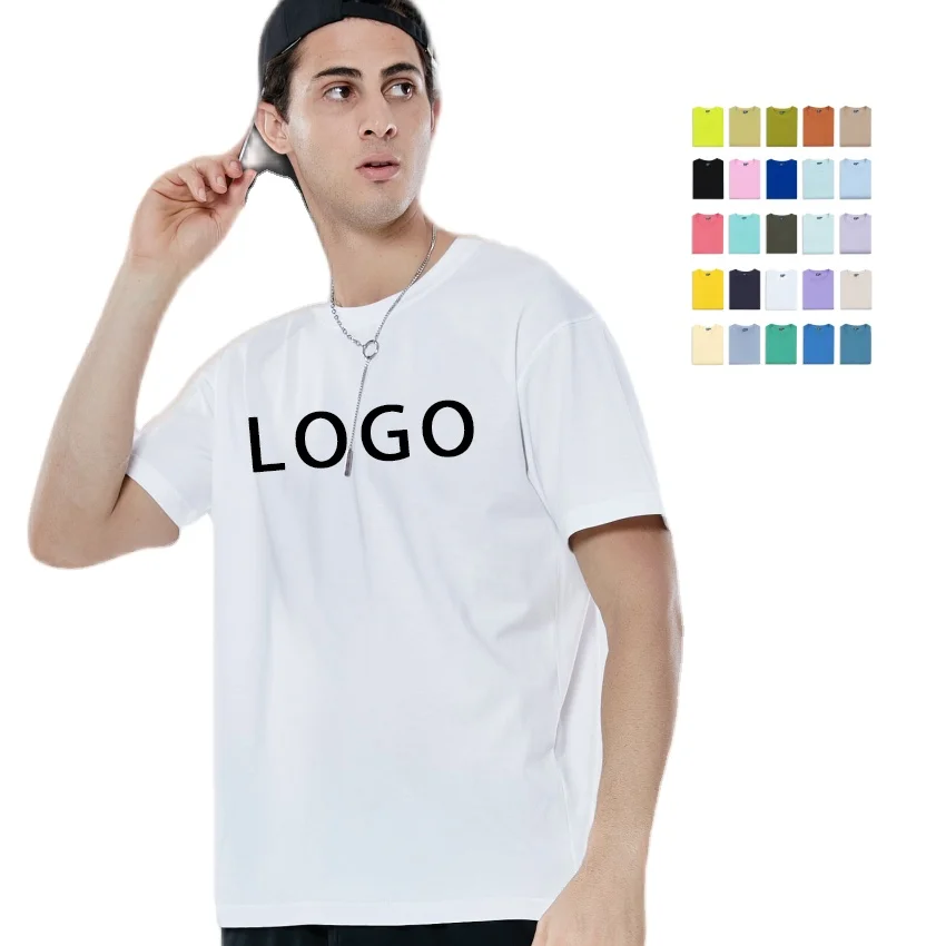

Unisex T shirts 100% Cotton Custom Logo Printing Men 180gsm Thermal transfer Silk screen printing Embroidered T shirt