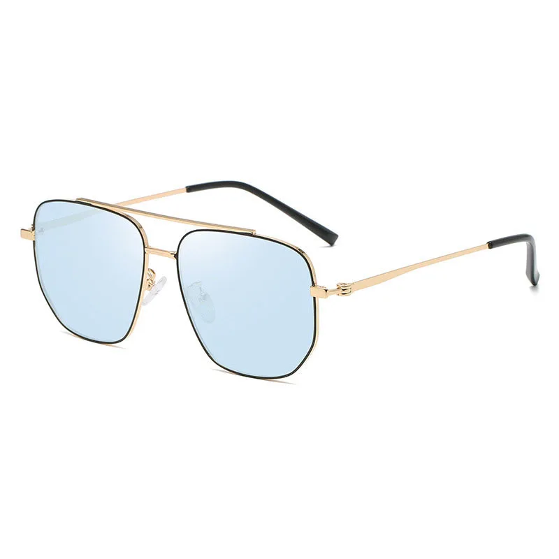 

New product 2021 fashion custom logo square metal frame blue light blocking glasses photochromic sunglasses