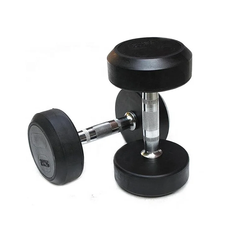 

Fitness Exercise Free Weight Cast Iron Black Rubber Coated Dumbbells Set Weight Lifting
