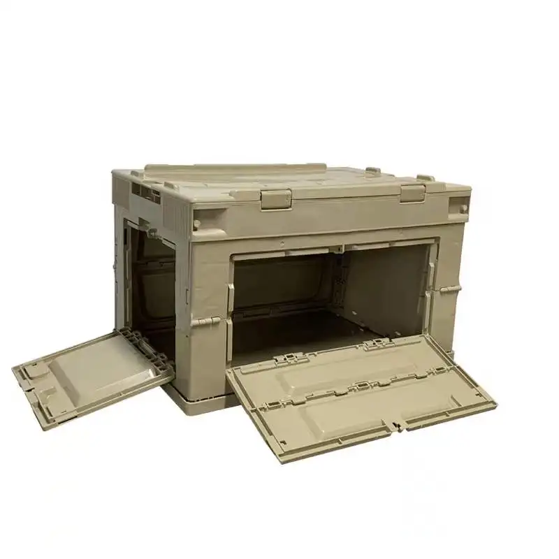 

High Quality 50L 20L Camping Storage Box Multifunctional Foldable Box Plastic, Army green;khaki;black;white;beige;brown