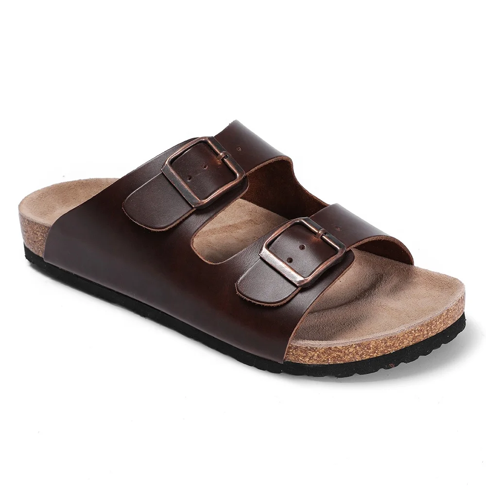 

Men's Leather Sandals with Comfy Cow Suede Insole and Cork Foot-bed