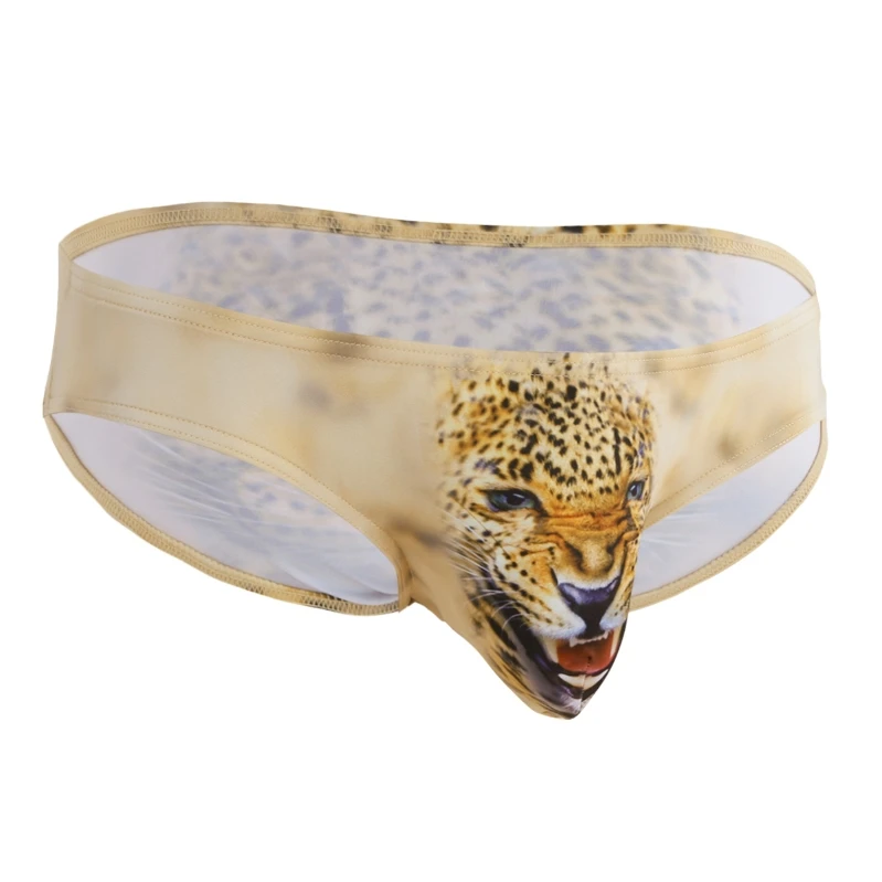 

iEFiEL Men's Leopard Printing Bulge Pouch Briefs Underwear Bikini Swimming Briefs Slim Cut Elastic Panties