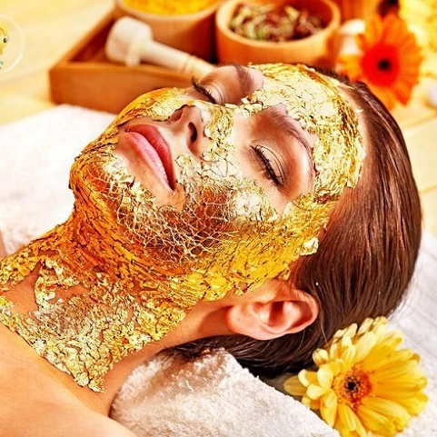 

4.33cm*4.33cm beautiful face skin care product 24k gold sheet mask, Golden