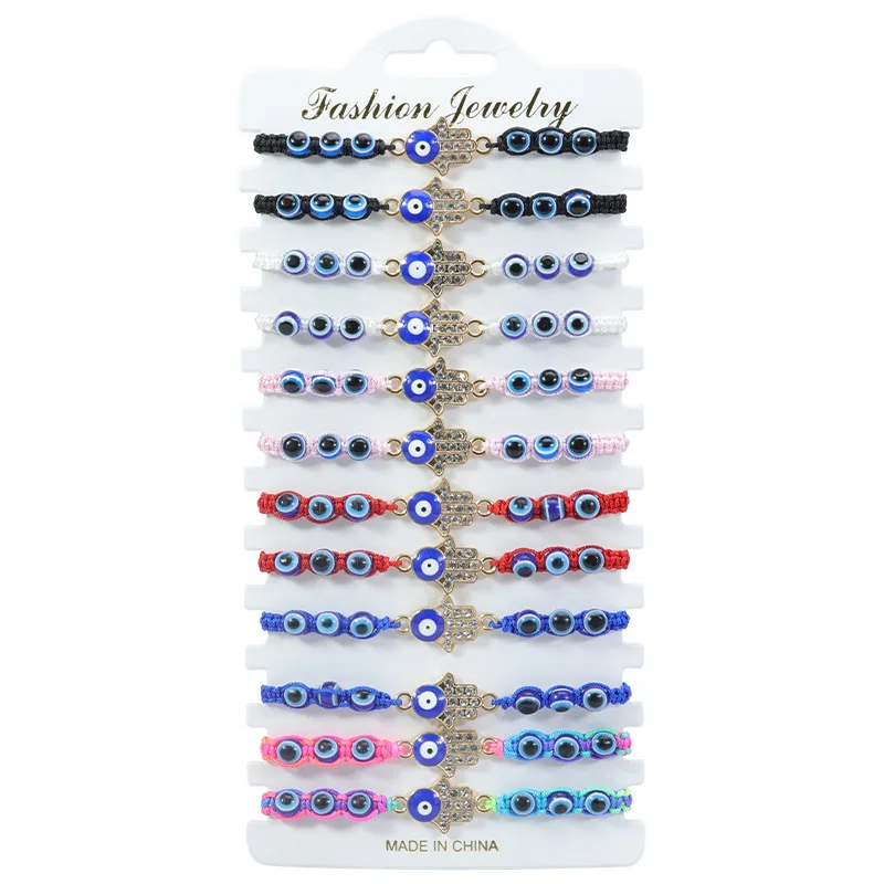 

New Design Manufacturers Wholesale Devil's Eye Amulet Hand Weave Bracelet Blue Eye Beads Rope Bracelet