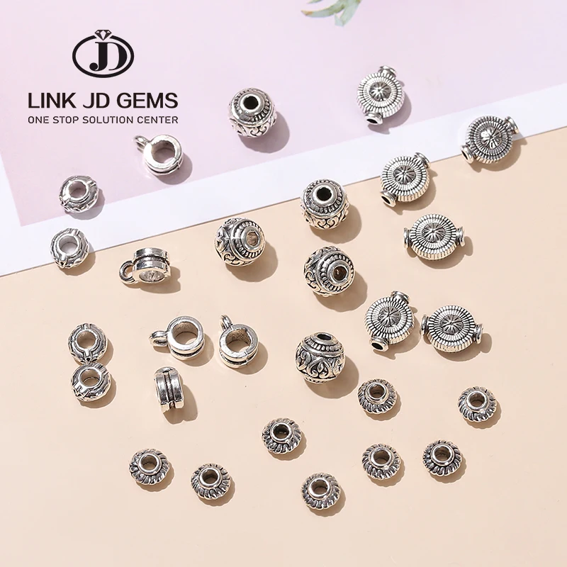 

50 Pcs/lot Alloy Tibetan Silver Plum Bead Ring Link Buckle Small Spacer Bead For Jewelry Making Diy Bracelet Necklace Accessory