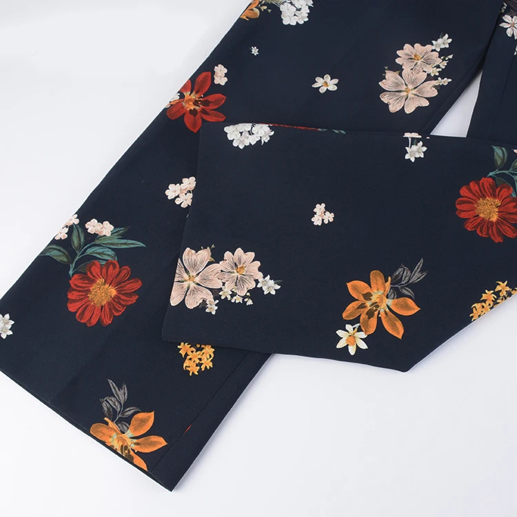 
Wholesale new fashion design full length ladies polyester spandex printing floral pants woman 