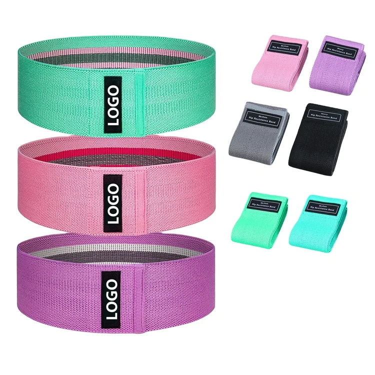 

Colorful New Style Fabric Exercise Band Non-Slip Booty Hip Band Circle Resistance Band For Squat Exercises, Green , sky blue , pink, purple, grey, black or custom color.