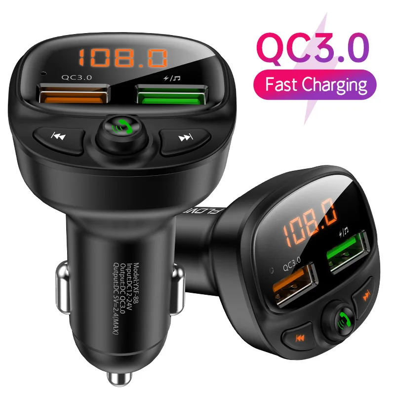 

DHL Free Shipping 1 Sample OK FLOVEME QC3.0 Car FM Mp3 Player Dual USB Car Charger Adapter Custom Accept