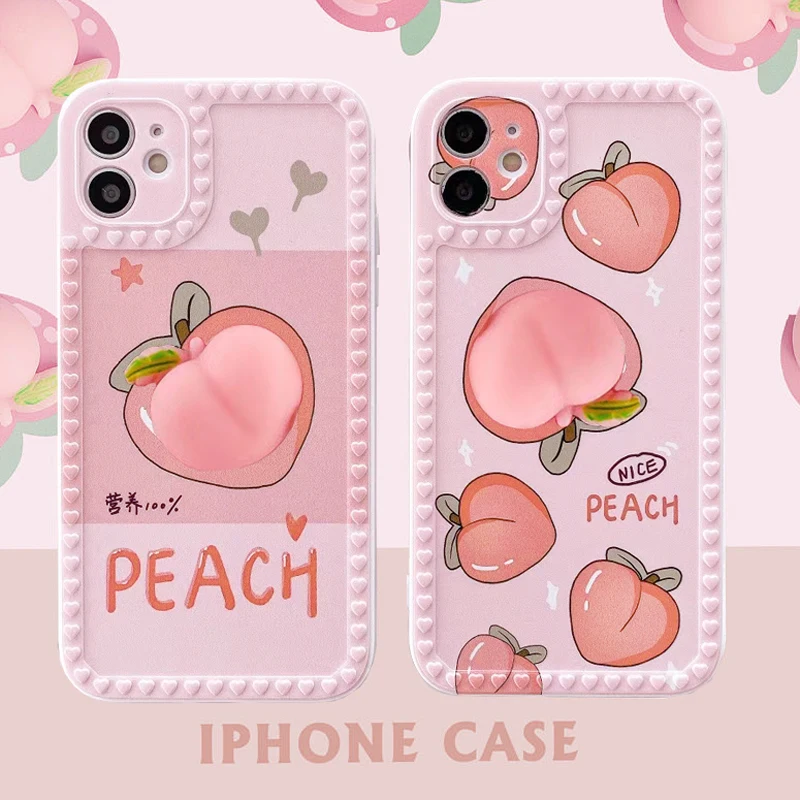 

Decompression pinch peach for Apple 11 phone case iPhone12Pro lovers XSMAX creative XR female 8plus full pack drop proof cover X