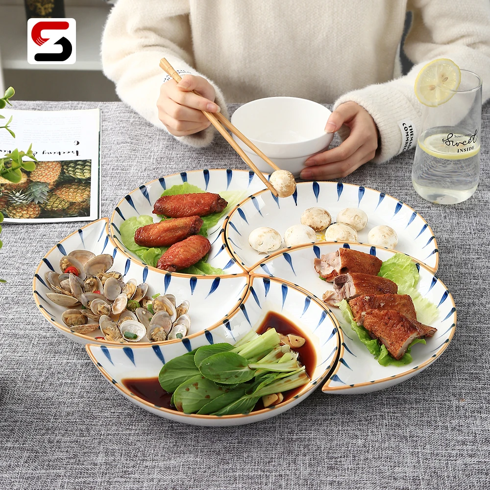 

Egrand Moon shape Family Dinner Reunion Saucer Platter Ceramic Porcelain Combination Dish Tableware Set