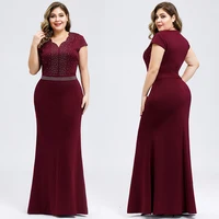 

Ever Pretty Plus Size Rhinestone V-Neck Bodycon Evening Dress