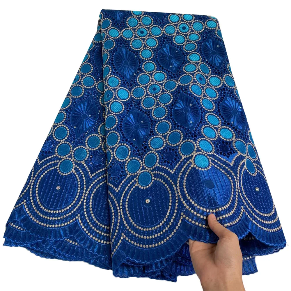 

Beautifical new laces cotton voile tissu for clothes embroidered nigerian tissu cotton ML56R152, Blue